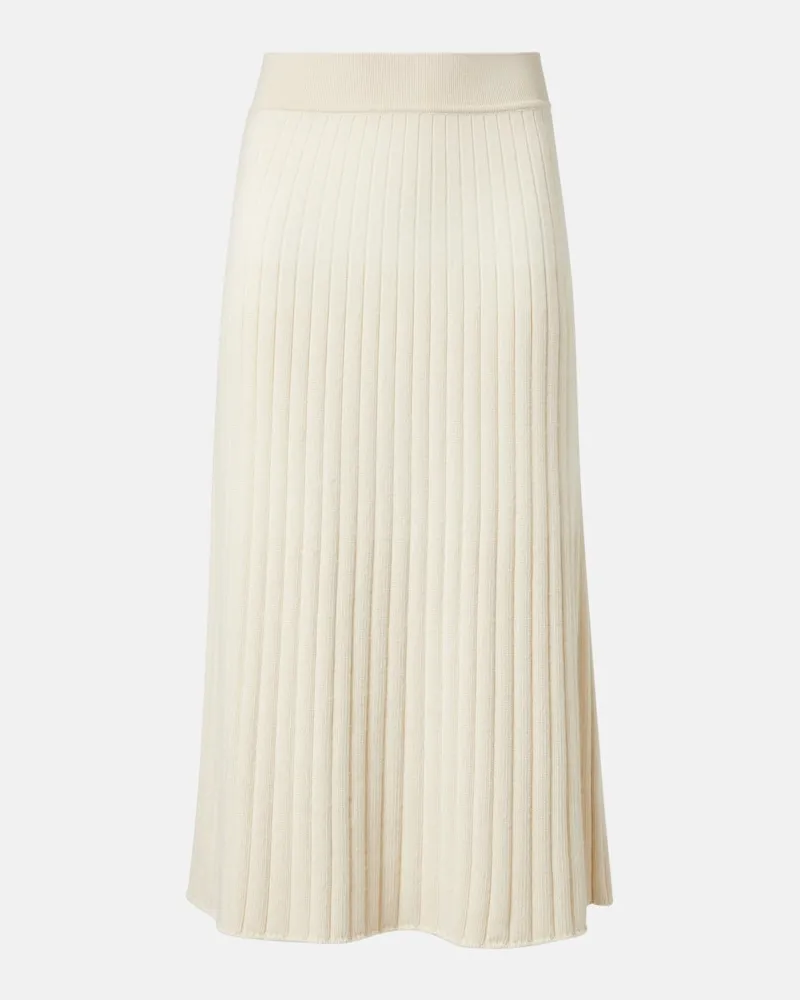 Loro Piana Gonna midi in cashmere a coste Bianco