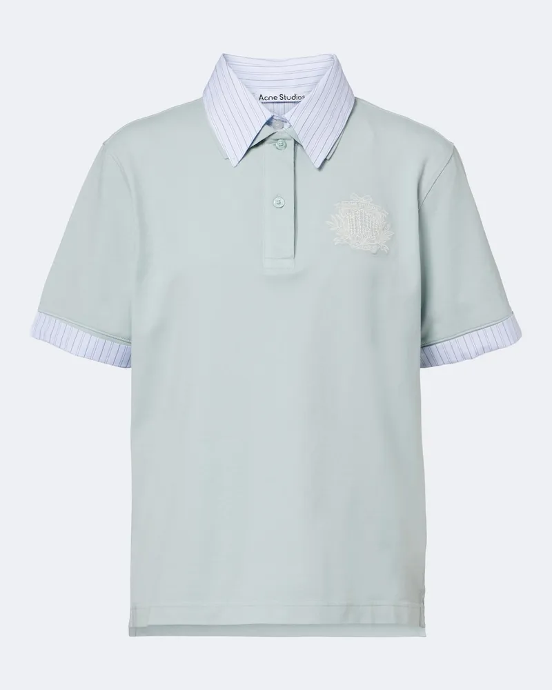 Acne Studios Polo in piqué di misto cotone Verde