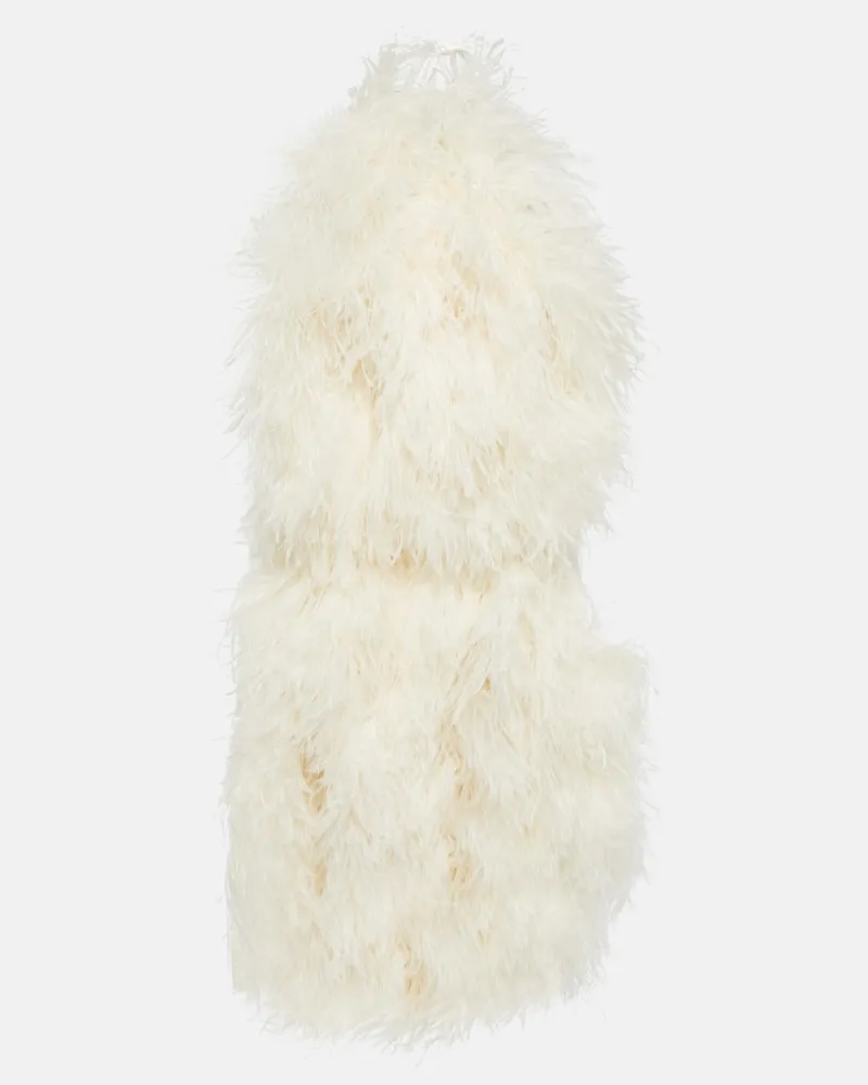 David Koma Miniabito in cady con piume Bianco