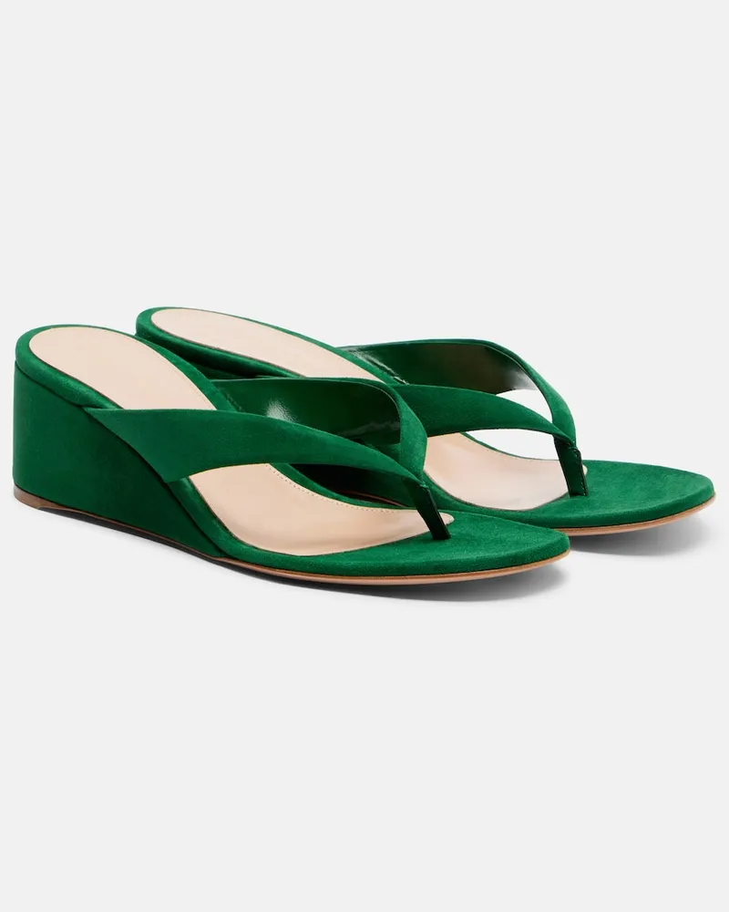 Gianvito Rossi Sandali infradito in pelle con plateau Verde