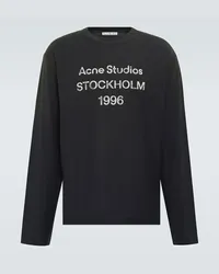 Acne Studios Top in jersey con stampa Nero