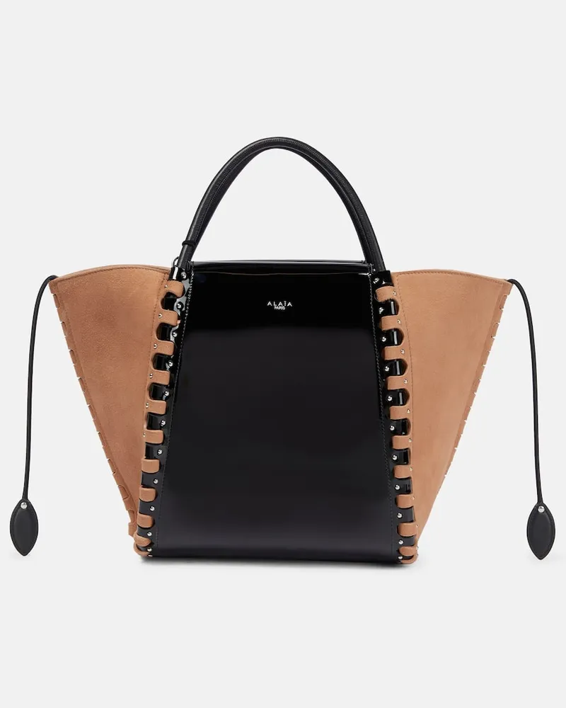 Alaïa AlaÃ¯a Borsa Hinge Medium in suede e pelle Multicolore
