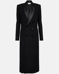 Saint Laurent Cappotto doppiopetto in crêpe di lana Nero