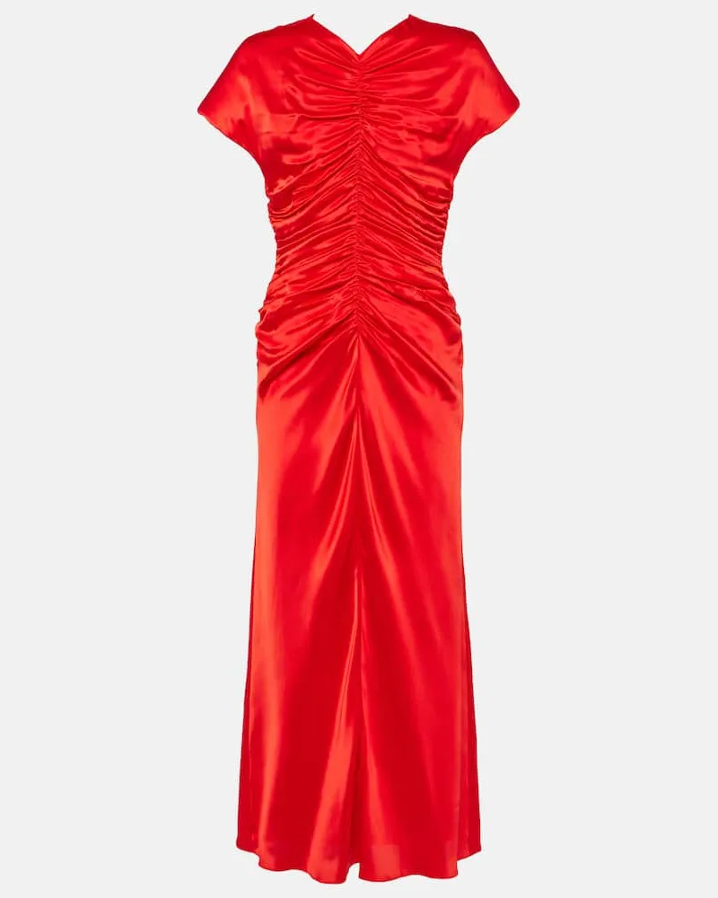 TOVE Abito midi Aubree in seta con ruches Rosso
