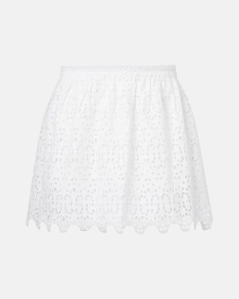 Frame Denim Minigonna The Deco in cotone con ricamo Bianco