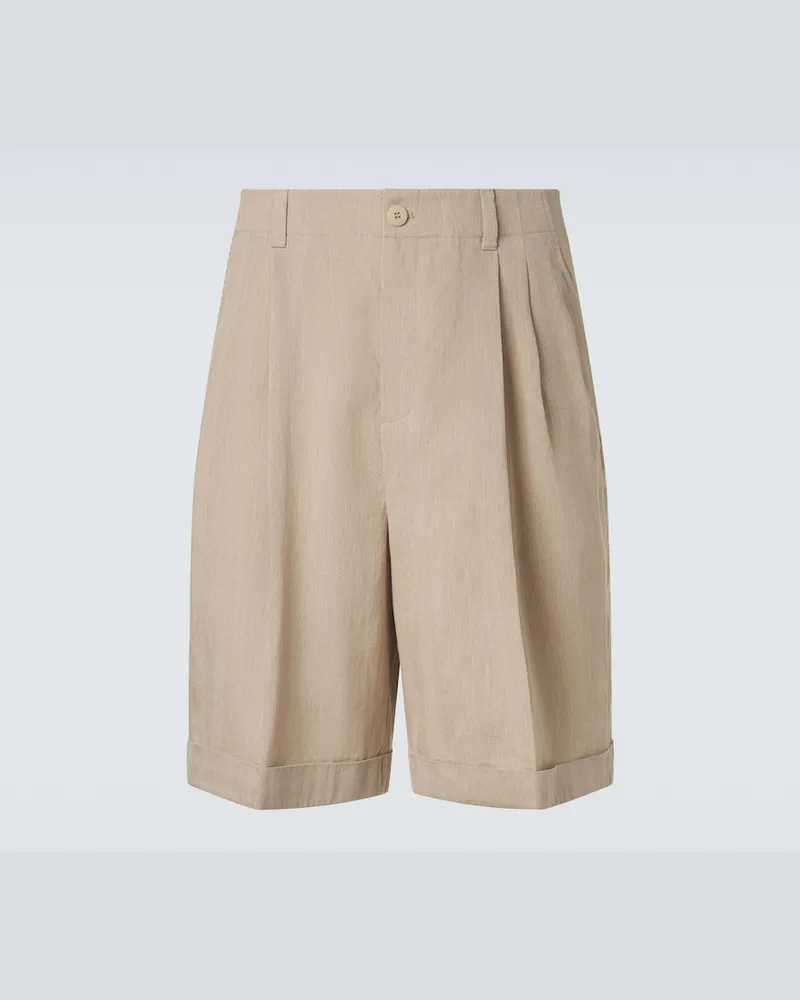 Jacquemus Bermuda Pastro in misto lino Beige
