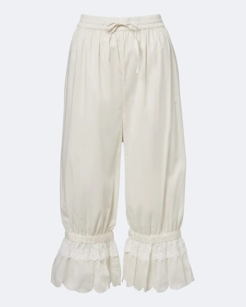 STAUD Pantaloni Renzo in voile di cotone Bianco