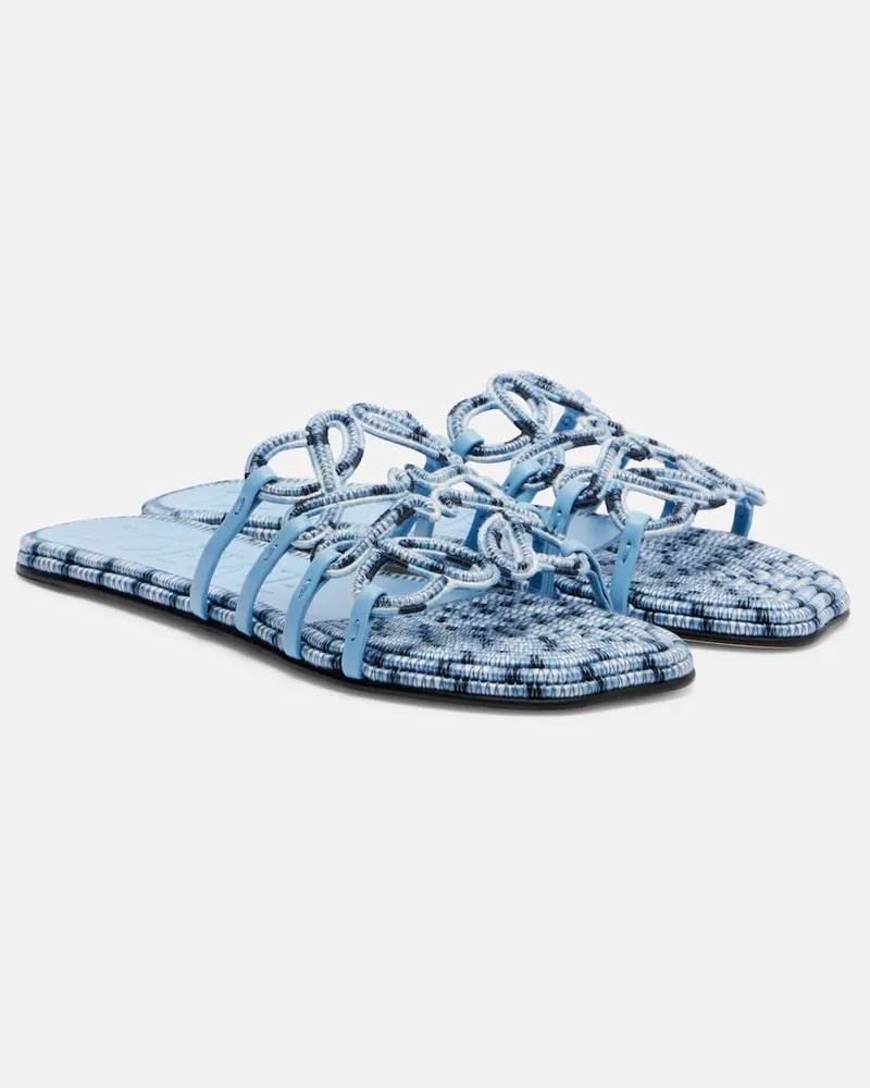 Loewe Paula's Ibiza – Sandali Petal Anagram in canvas Blu