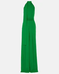 Elie Saab Jumpsuit in crêpe con scollo all'americana Verde