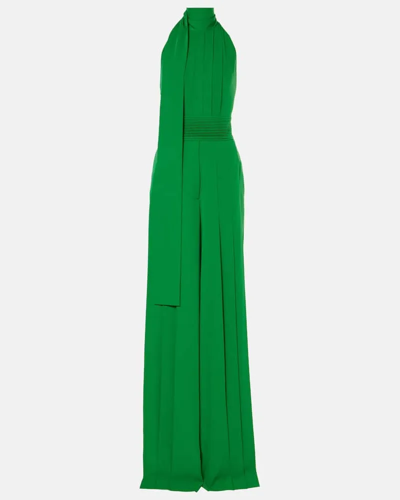 Elie Saab Jumpsuit in crêpe con scollo all'americana Verde