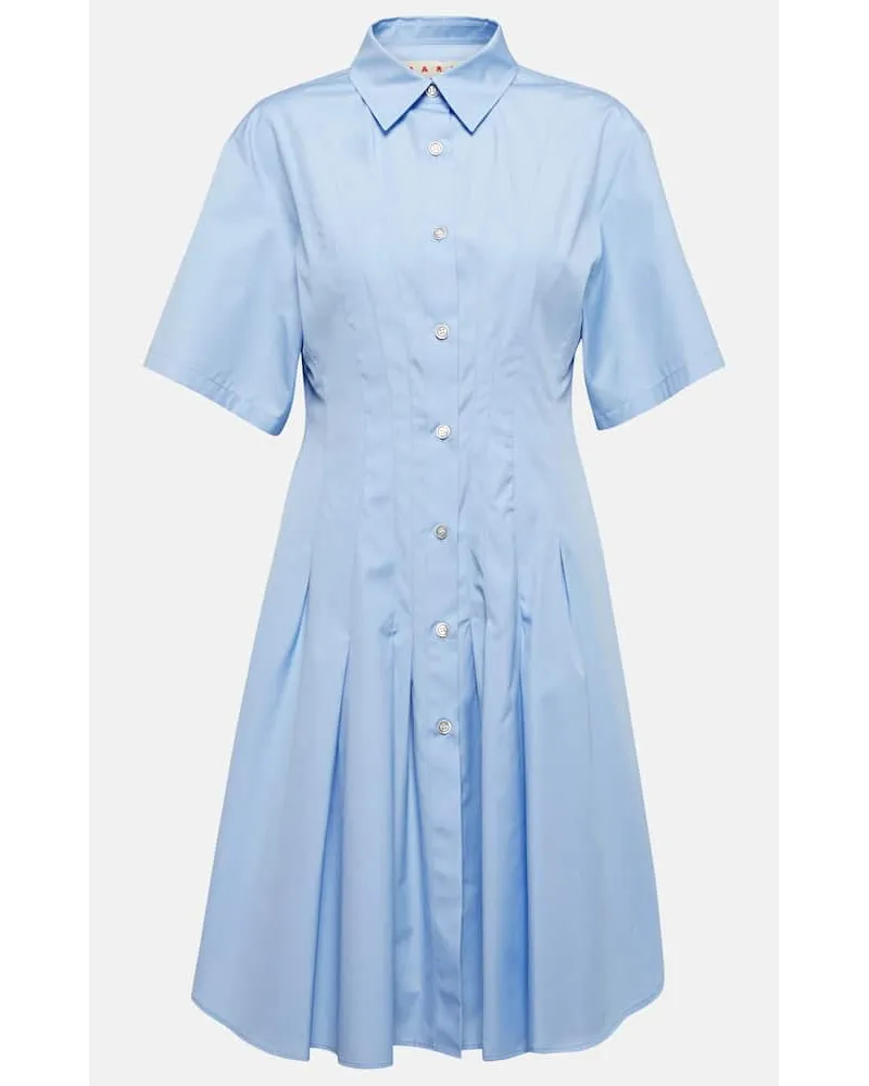 Marni Abito chemisier in popeline di cotone Blu