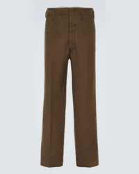 Christophe Lemaire Pantaloni chino in lana e cotone Marrone