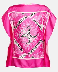 Valentino Garavani Top in seta con stampa Rosa