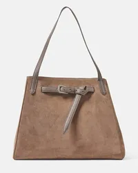 Brunello Cucinelli Borsa a spalla Medium in suede Marrone