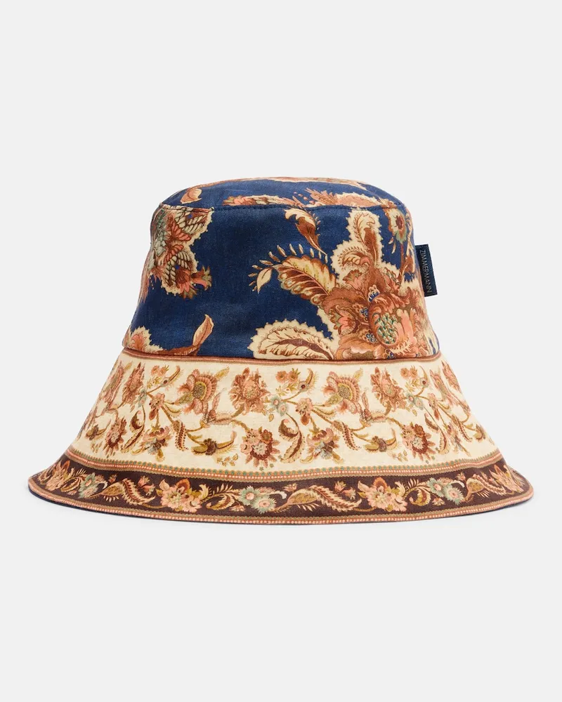 Zimmermann Cappello a secchiello reversibile in lino Multicolore