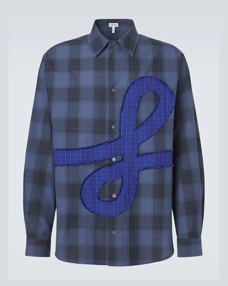 Loewe Camicia in popeline di cotone a quadri Blu