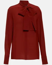 Balmain Blusa in seta con fiocco Rosso