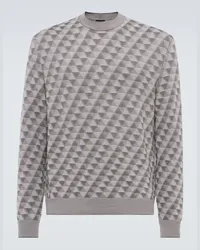 Giorgio Armani Pullover in jacquard di lana vergine Grigio