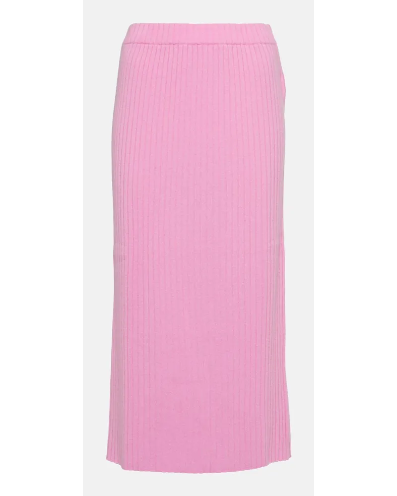 Jardin des Orangers Gonna midi in maglia di cashmere a coste Rosa