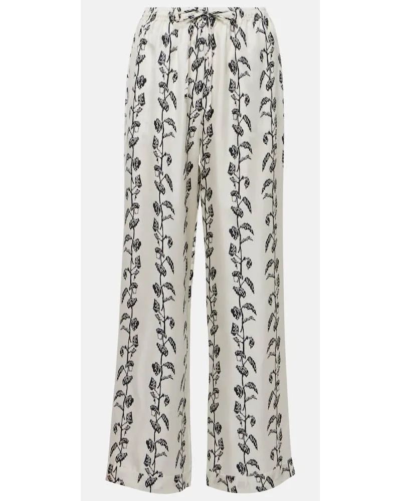 ASCENO Pantaloni a gamba larga Aurelia in twill Bianco
