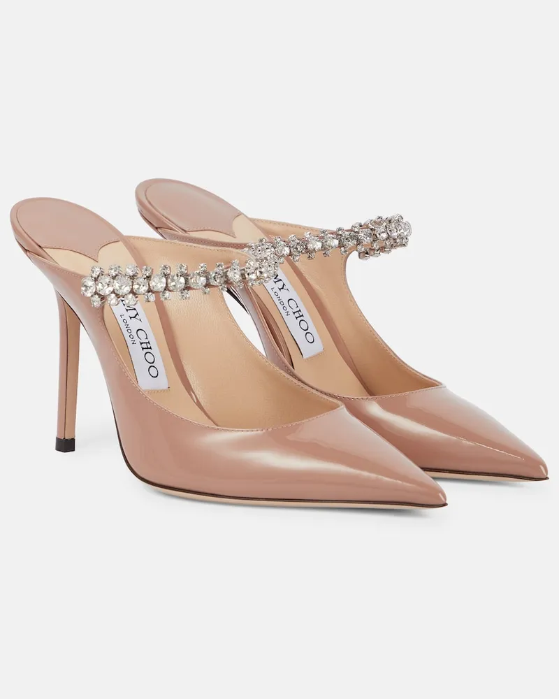 Jimmy Choo Mules Bing 100 in vernice con cristalli Rosa