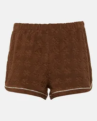 Tory Sport Shorts in spugna jacquard Marrone