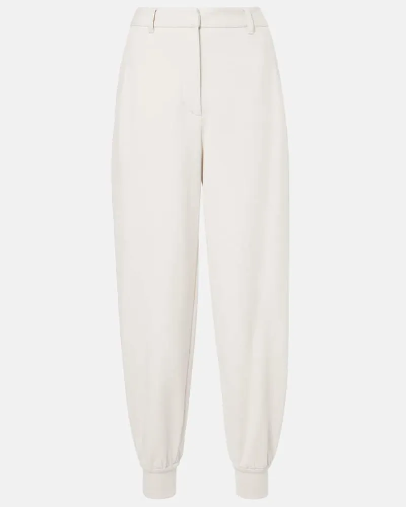 Brunello Cucinelli Pantaloni sportivi in jersey di cotone Bianco
