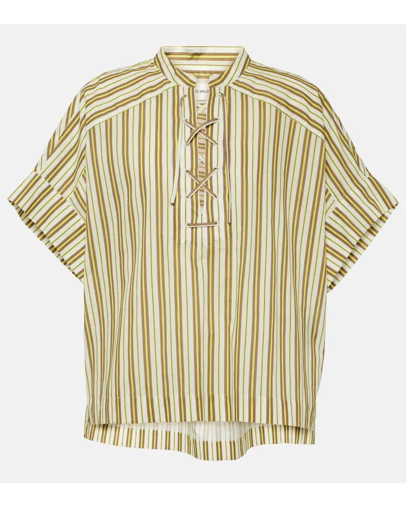 Yves Salomon Top in cotone a righe Giallo