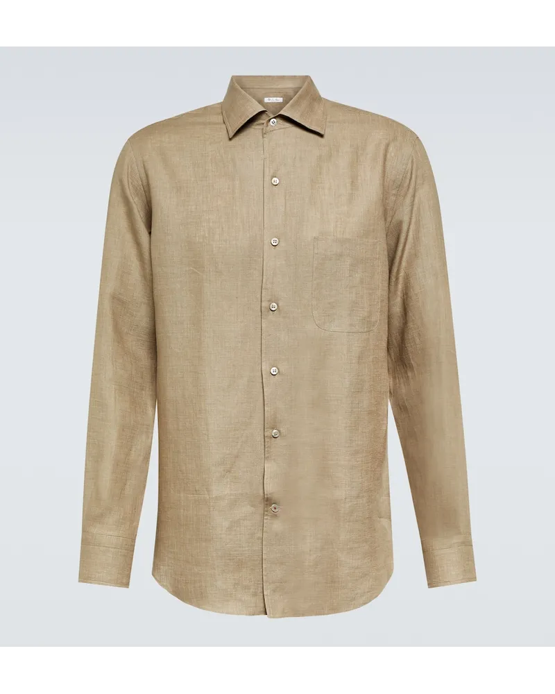 Loro Piana Camicia AndrÃ© in lino Beige