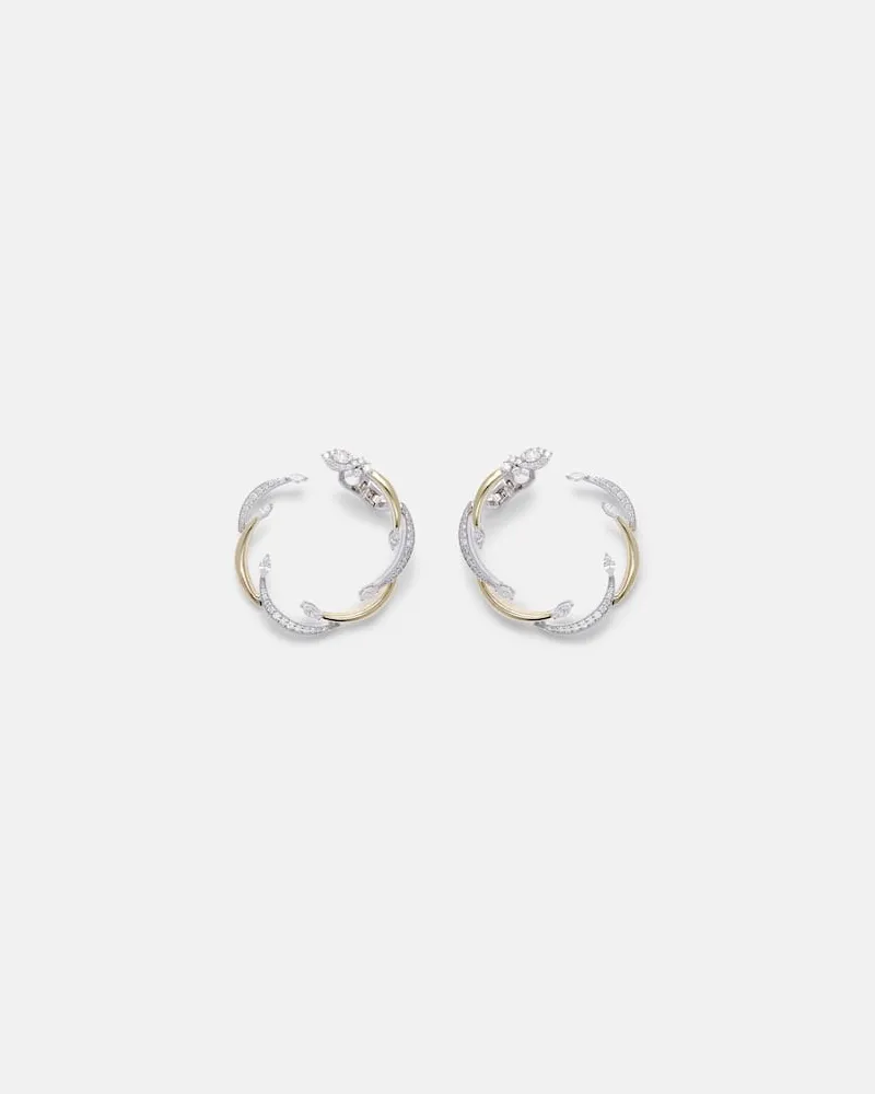 YEPREM Orecchini Golden Strada in oro e oro bianco 18kt con diamanti Oro