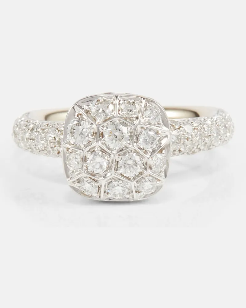 Pomellato Anello Nudo Solitaire in oro bianco e rosa 18kt con diamanti Metallizzato