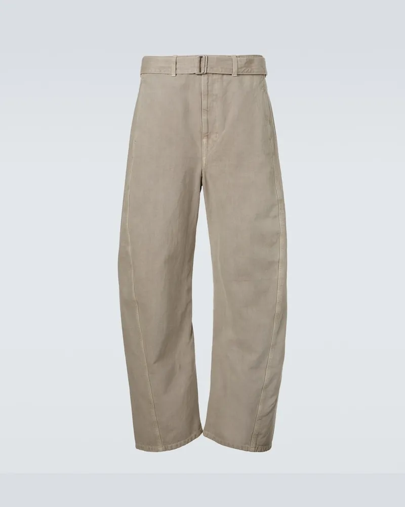 Christophe Lemaire Pantaloni Twisted in twill di cotone Grigio