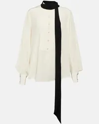 Victoria Beckham Blusa in seta con fiocco Bianco