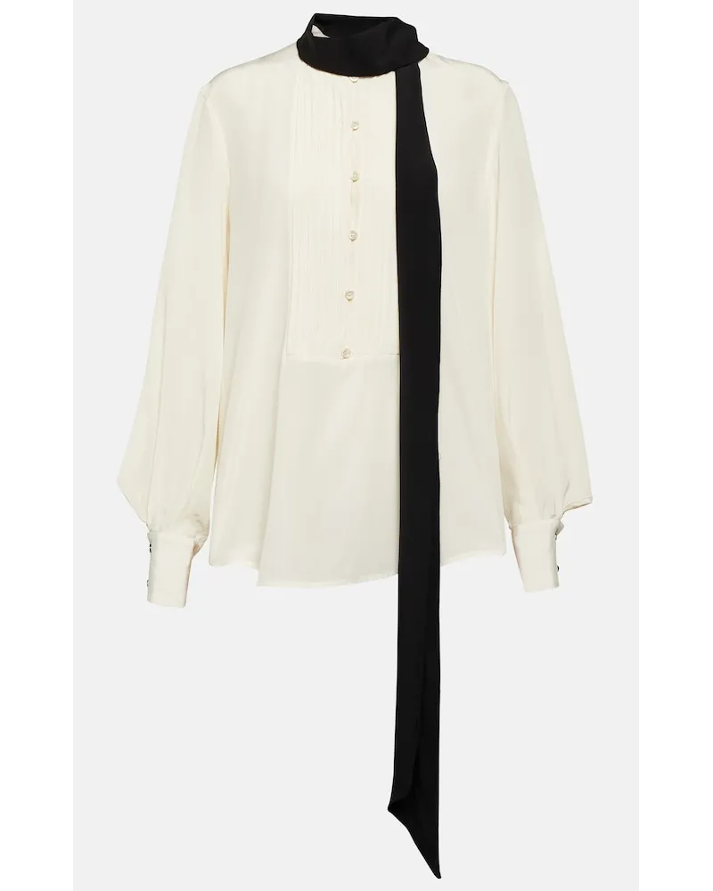 Victoria Beckham Blusa in seta con fiocco Bianco
