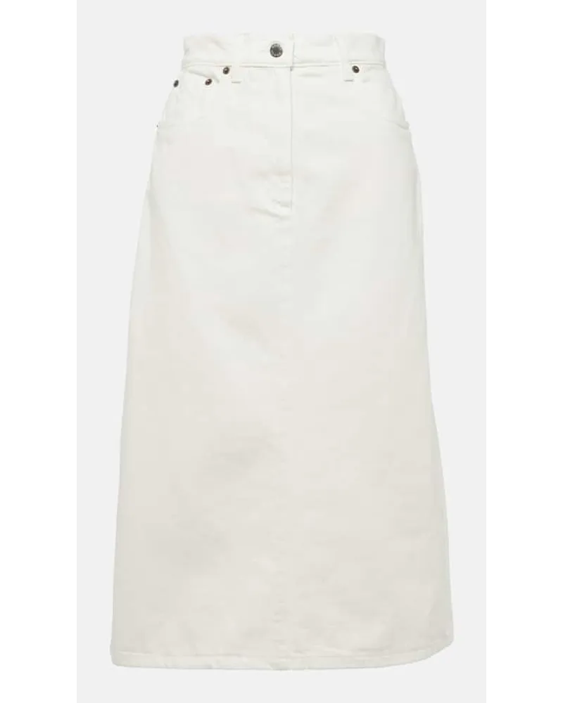 Prada Gonna midi di jeans a vita alta Bianco