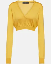 Dolce & Gabbana Cardigan cropped in seta Giallo