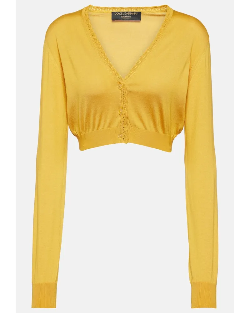 Dolce & Gabbana Cardigan cropped in seta Giallo