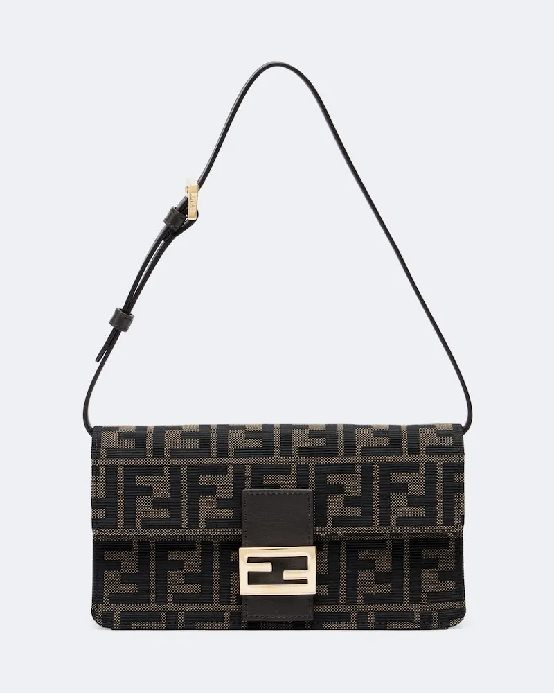 Fendi Portafoglio Tube in canvas con catena Nero