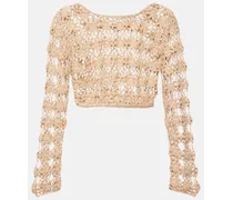 Top cropped Bella in crochet di cotone