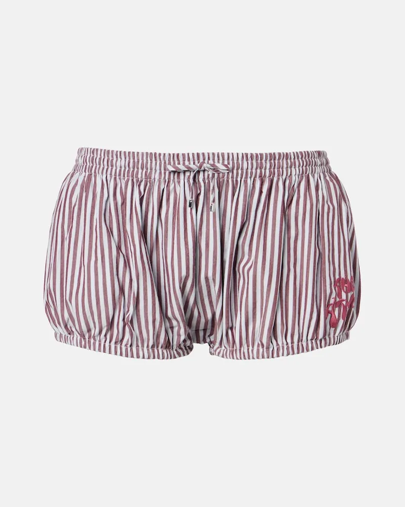 ATTICO Shorts in cotone a righe Borgogna