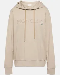 Moncler Felpa in jersey di cotone con logo Beige