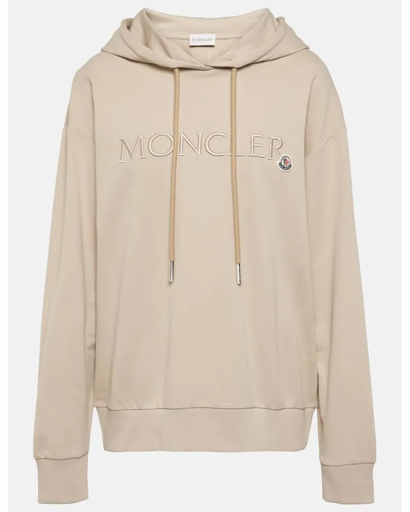 Moncler Felpa in jersey di cotone con logo Beige