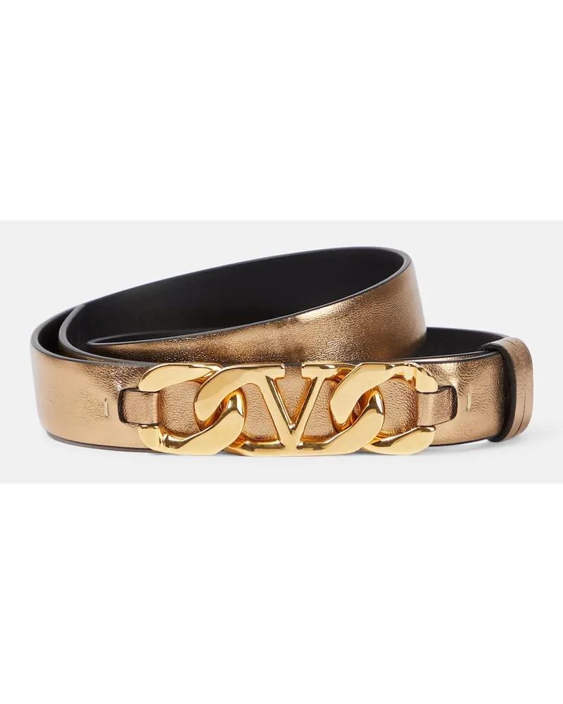 Valentino Garavani Cintura VLogo Chain in pelle Metallizzato