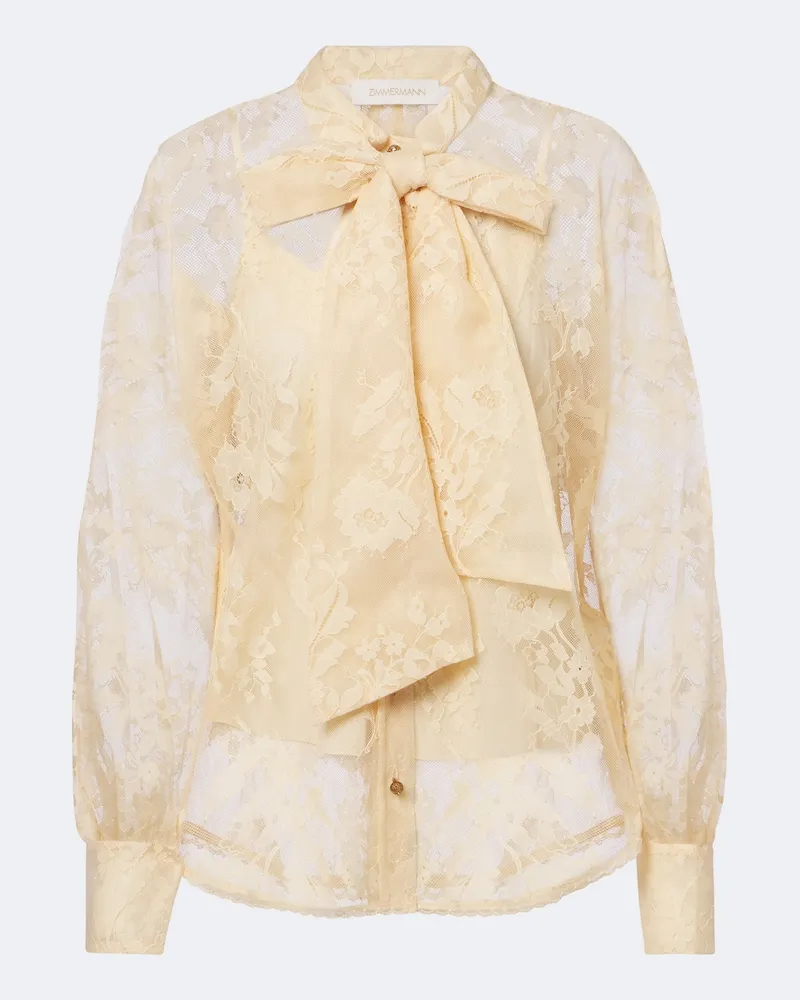 Zimmermann Blusa Valiant in pizzo con laccetti Beige