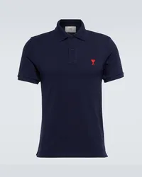 AMI Paris Polo in cotone con logo Blu