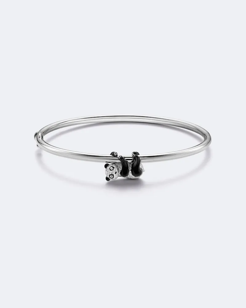 Yvonne Léon Yvonne Léon Bracciale rigido Panda in oro bianco 9kt con diamanti Argento