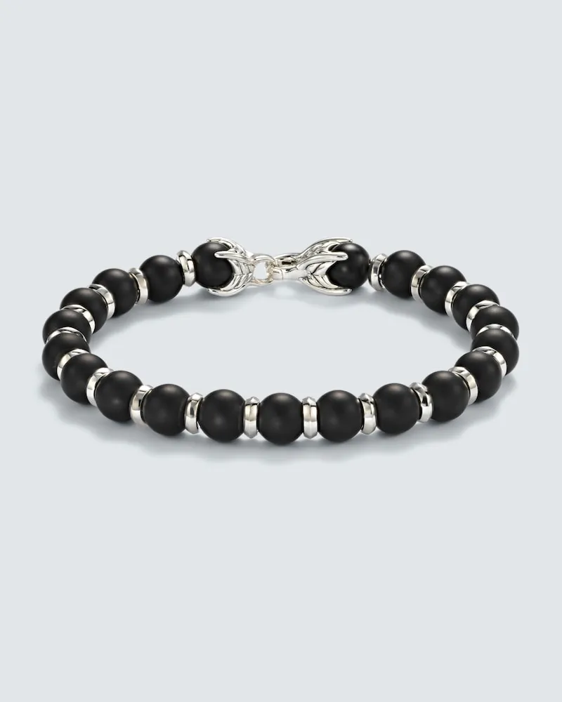 David Yurman Bracciale Spiritual Beads in argento sterling con onice nero Nero