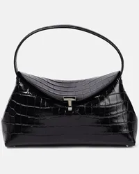 Totême Clutch T-Lock in pelle stampata Nero