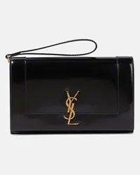 Saint Laurent Clutch Cassandre in pelle Nero