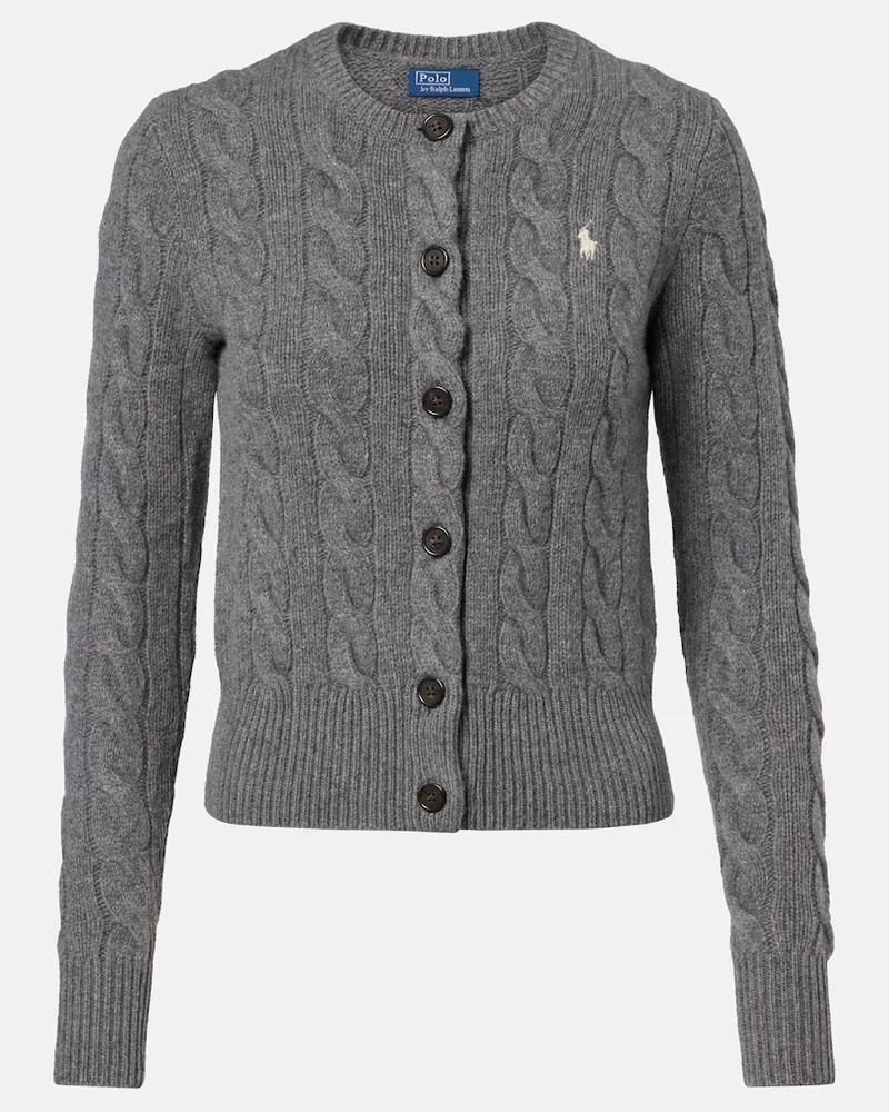 Ralph Lauren Cardigan in lana e cashmere a trecce Grigio